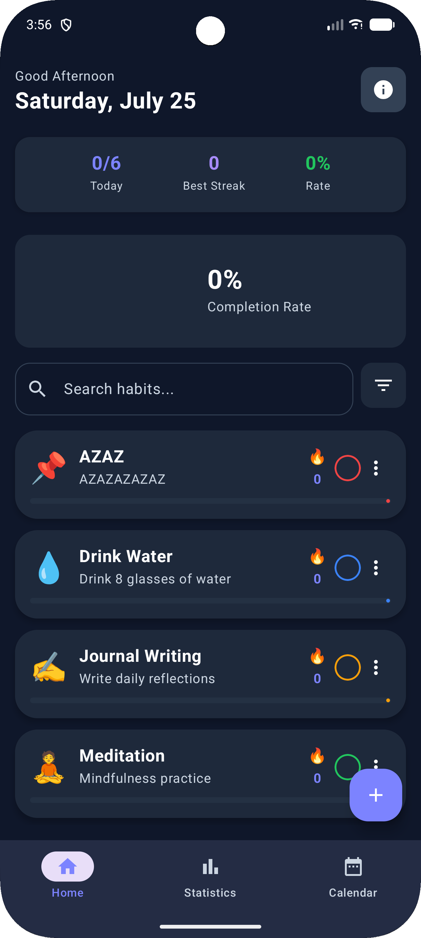 HabitFlow home screen