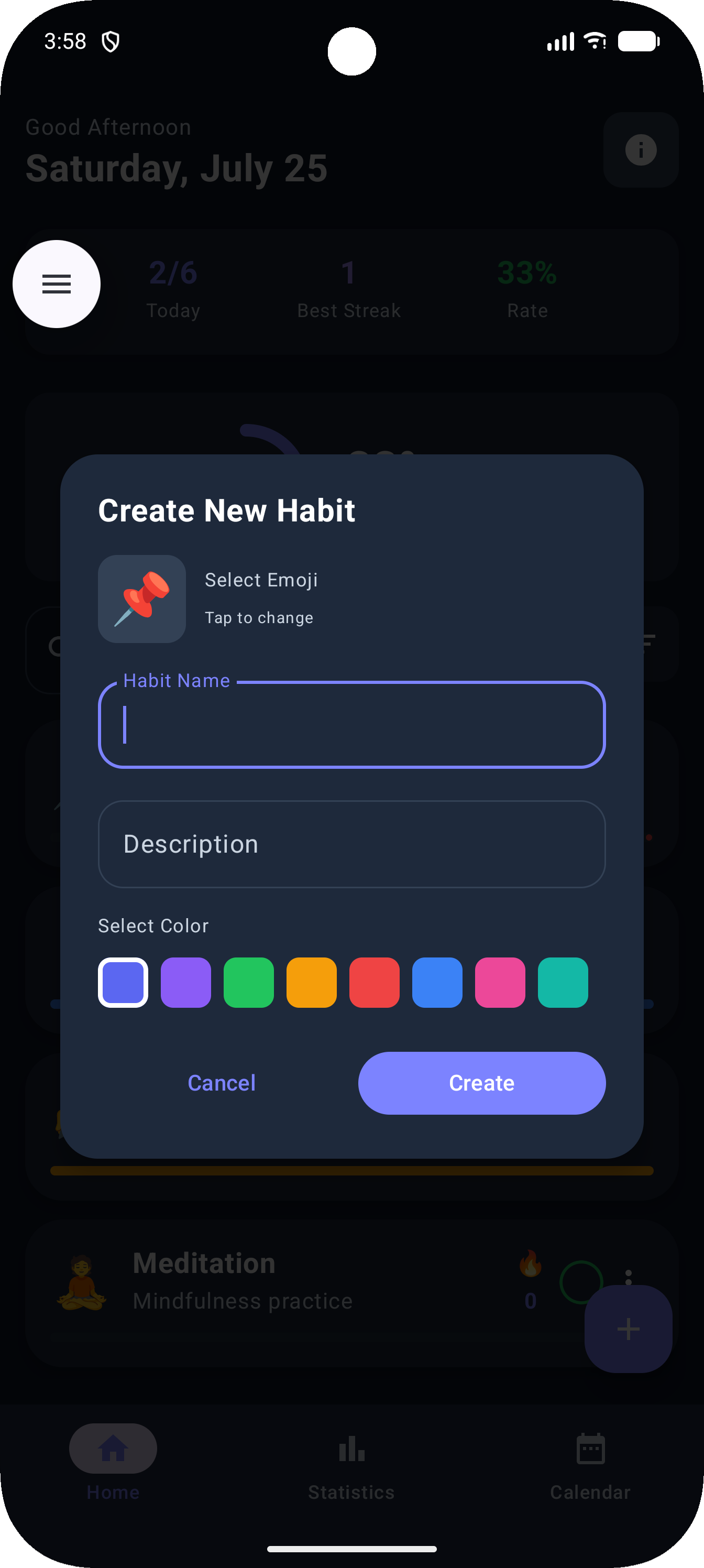 HabitFlow add habit dialog